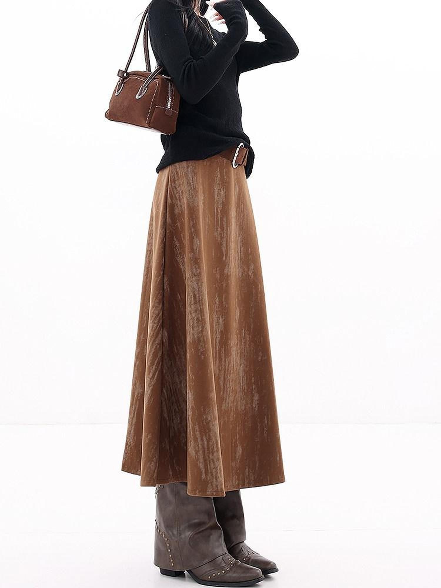 QIUQIU STUDIO Designer Tie Dye A Line Slim Fit Mid Waist Casual Women&