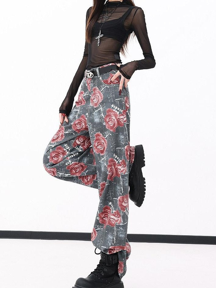 QIUQIU STUDIO Extra Long Digital Print Pocketed Natural Waist Women&
