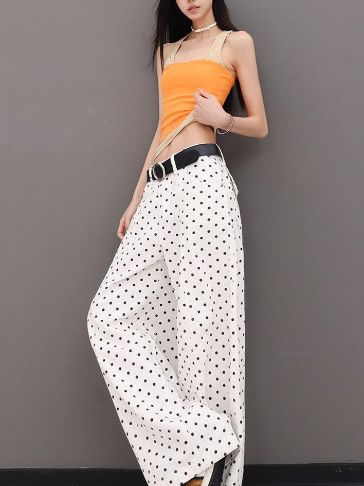 QIUQIU STUDIO Extra Long Polka Dot Drapey Natural Waist Women&