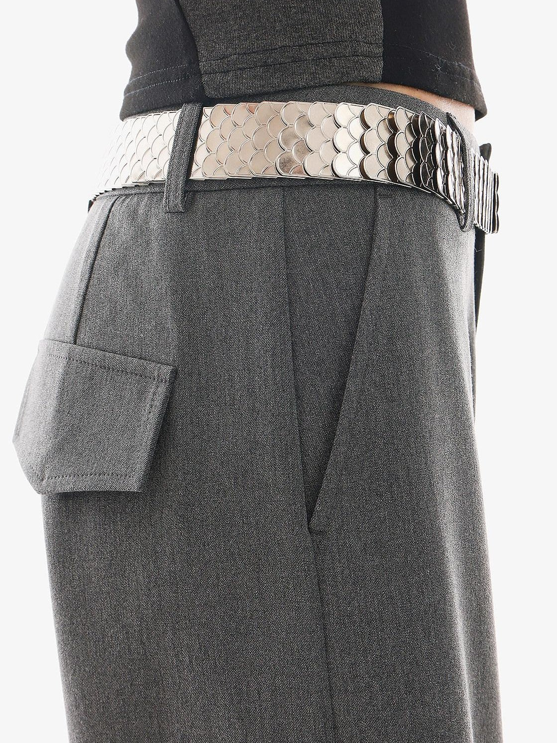 QIUQIU STUDIO Extra Long Slight Flare Loose Zipper Fly Solid Women&
