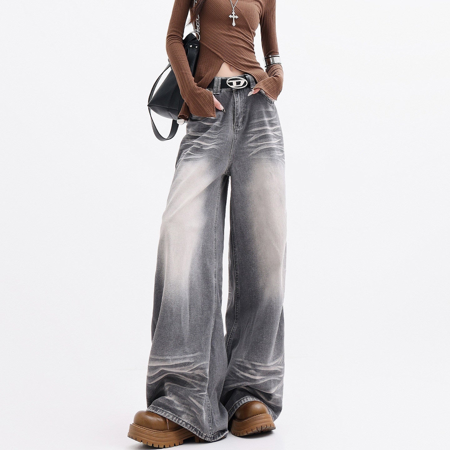 QIUQIU_STUDIO_Extra_Long_Washed_Gradient_Pockets_Natural_Waist_Women&