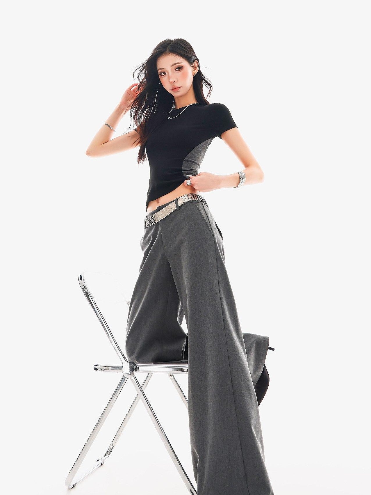 QIUQIU STUDIO Floor Sweeping Micro Flare Drapey Women&