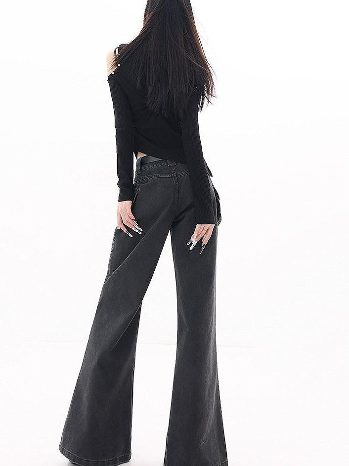 QIUQIU STUDIO High Rise Extra Long Workwear Cargo Pockets Women&