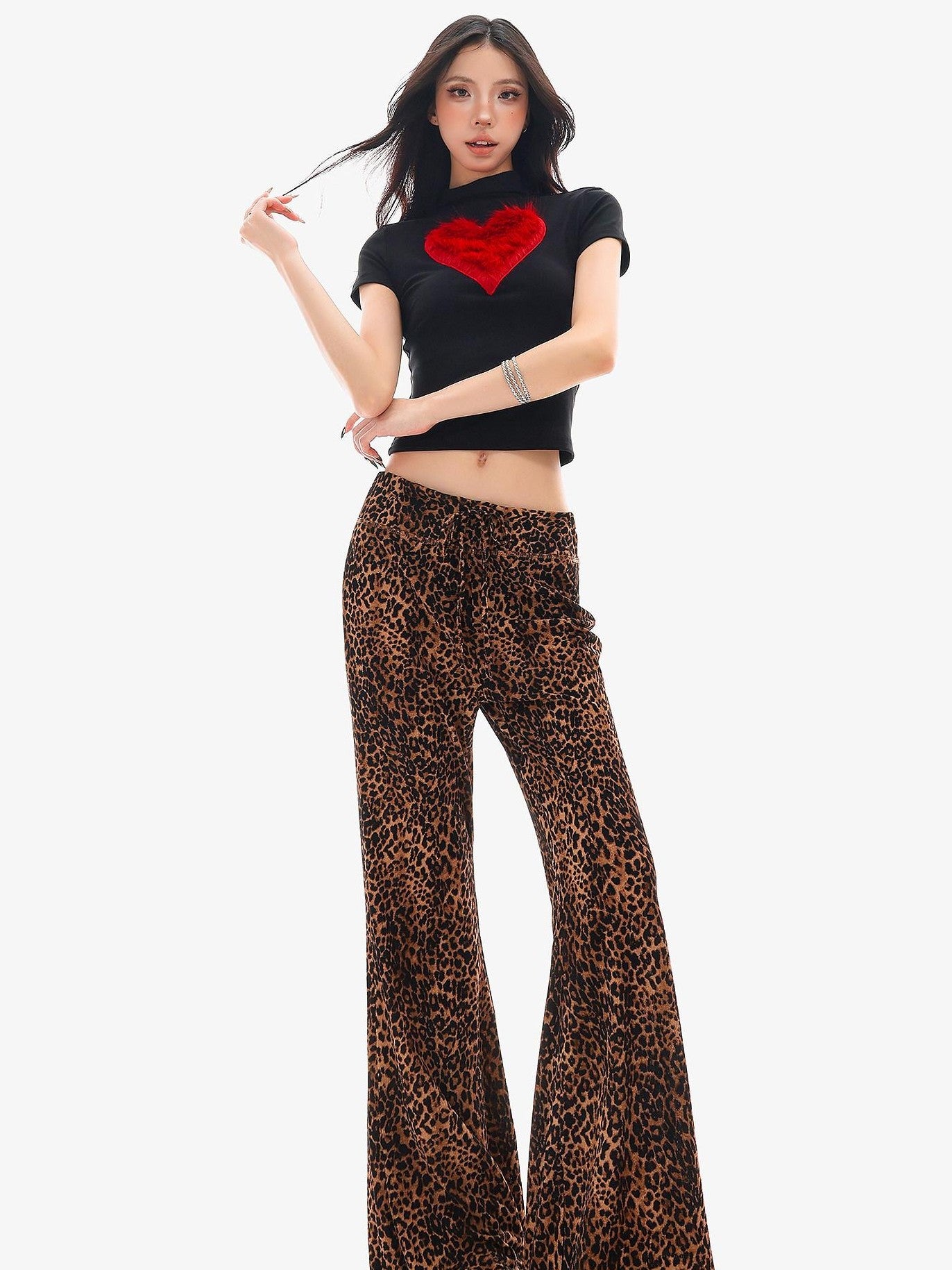 QIUQIU STUDIO Leopard Print Drawstring Slim Vintage Women&