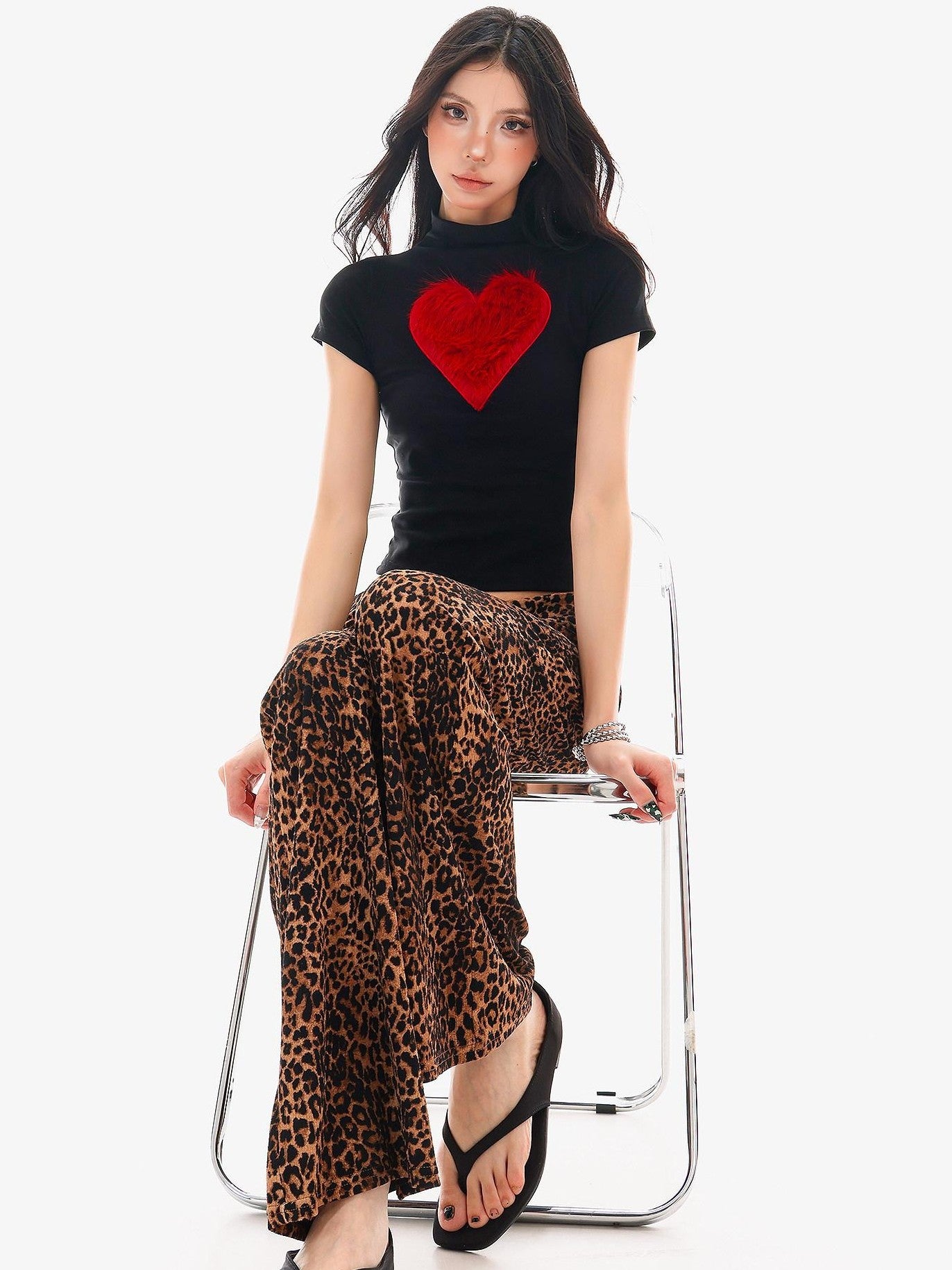 QIUQIU STUDIO Leopard Print Drawstring Slim Vintage Women&