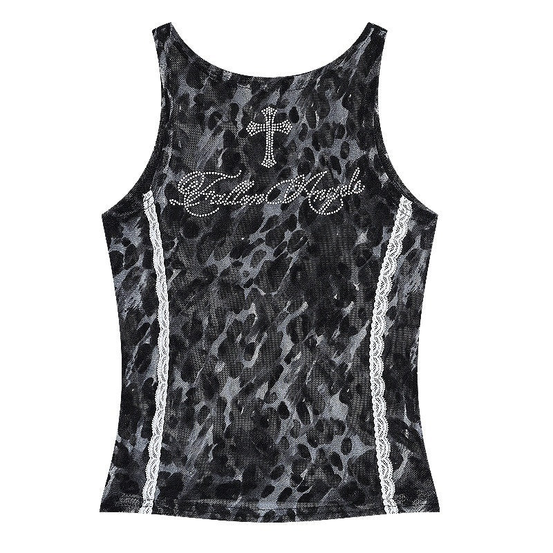 QIUQIU_STUDIO_Leopard_Print_Lace_Splice_Round_Neck_Cropped_Slim_Women&
