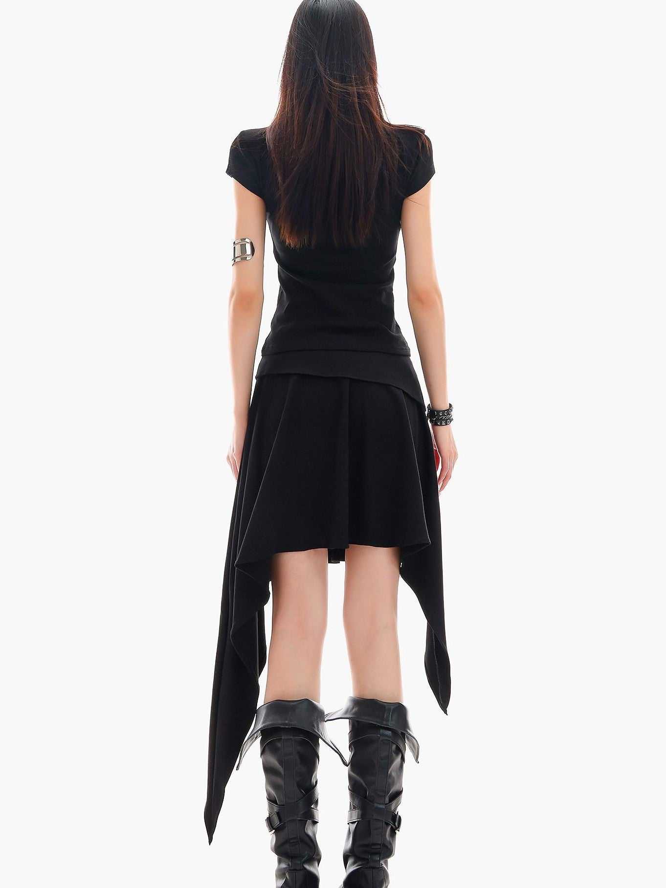 QIUQIU STUDIO Letter Print Asymmetrical Irregular Hem Women&