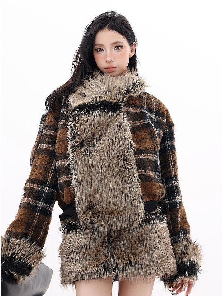 QIUQIU STUDIO Plaid Colorblock Reversible Patchwork Women&