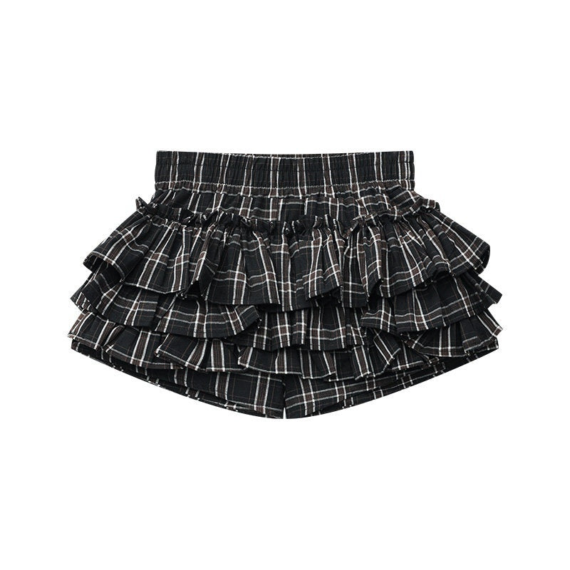 QIUQIU_STUDIO_Plaid_Ribbon_Tie_Elastic_Waist_Skort_Women&