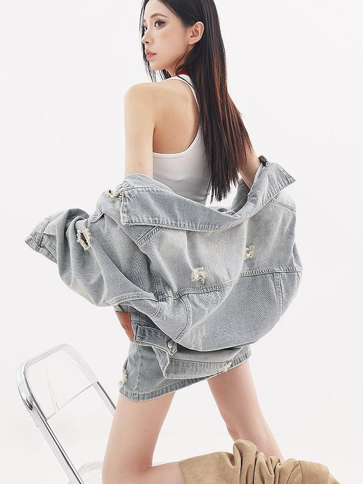 QIUQIU STUDIO Ripped Washed 3d Embellished Women&