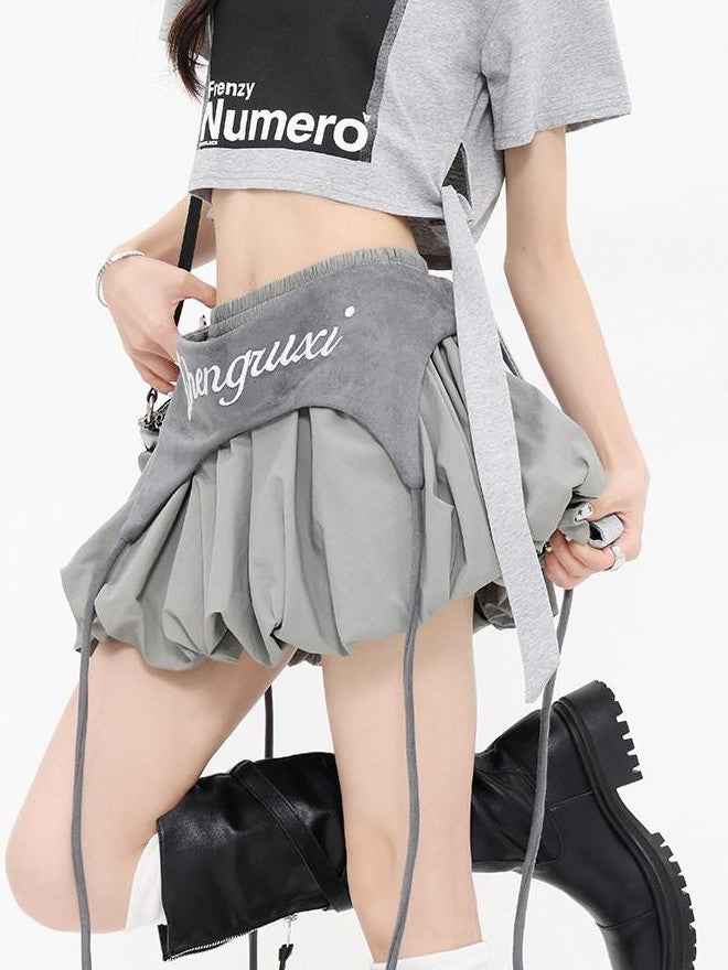 QIUQIU STUDIO Ruffled Patchwork Embroidered Elastic Waist A Line Women&