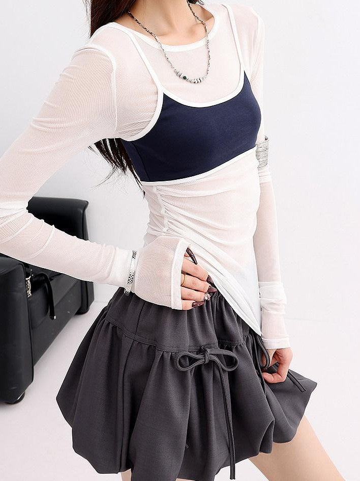 QIUQIU STUDIO Sheer Two Piece Slim Fit Sun Protection Women&