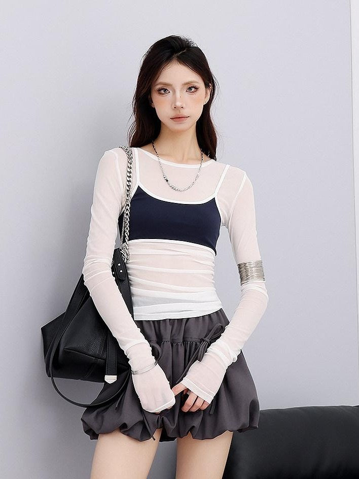 QIUQIU STUDIO Sheer Two Piece Slim Fit Sun Protection Women&