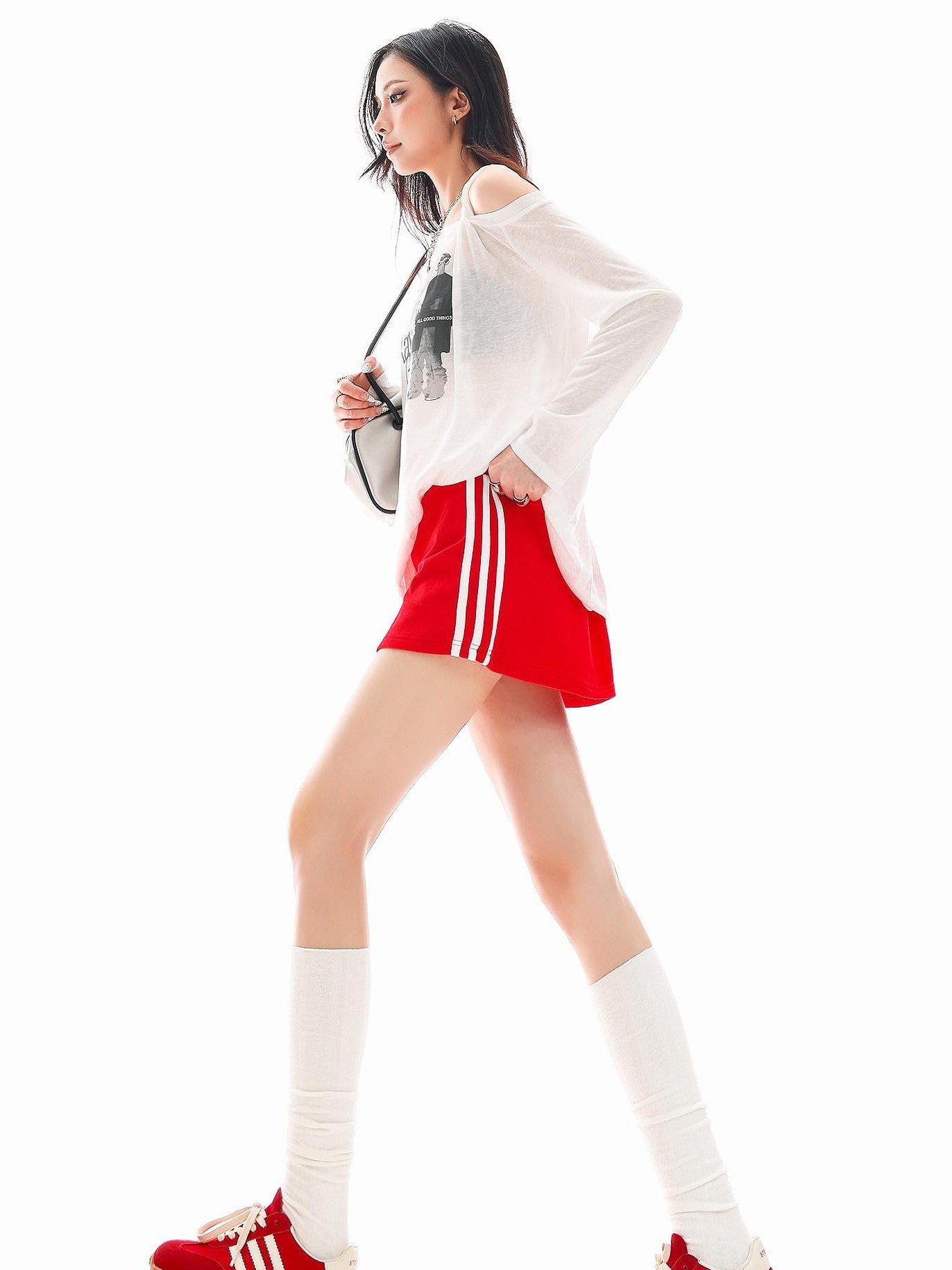 QIUQIU STUDIO Striped Colorblock Tie Waist A Line Women&