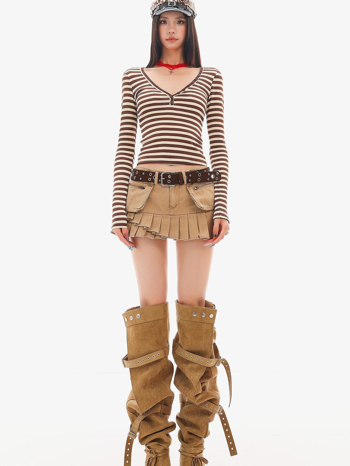 QIUQIU STUDIO Striped V-neck Slim Fit Women&