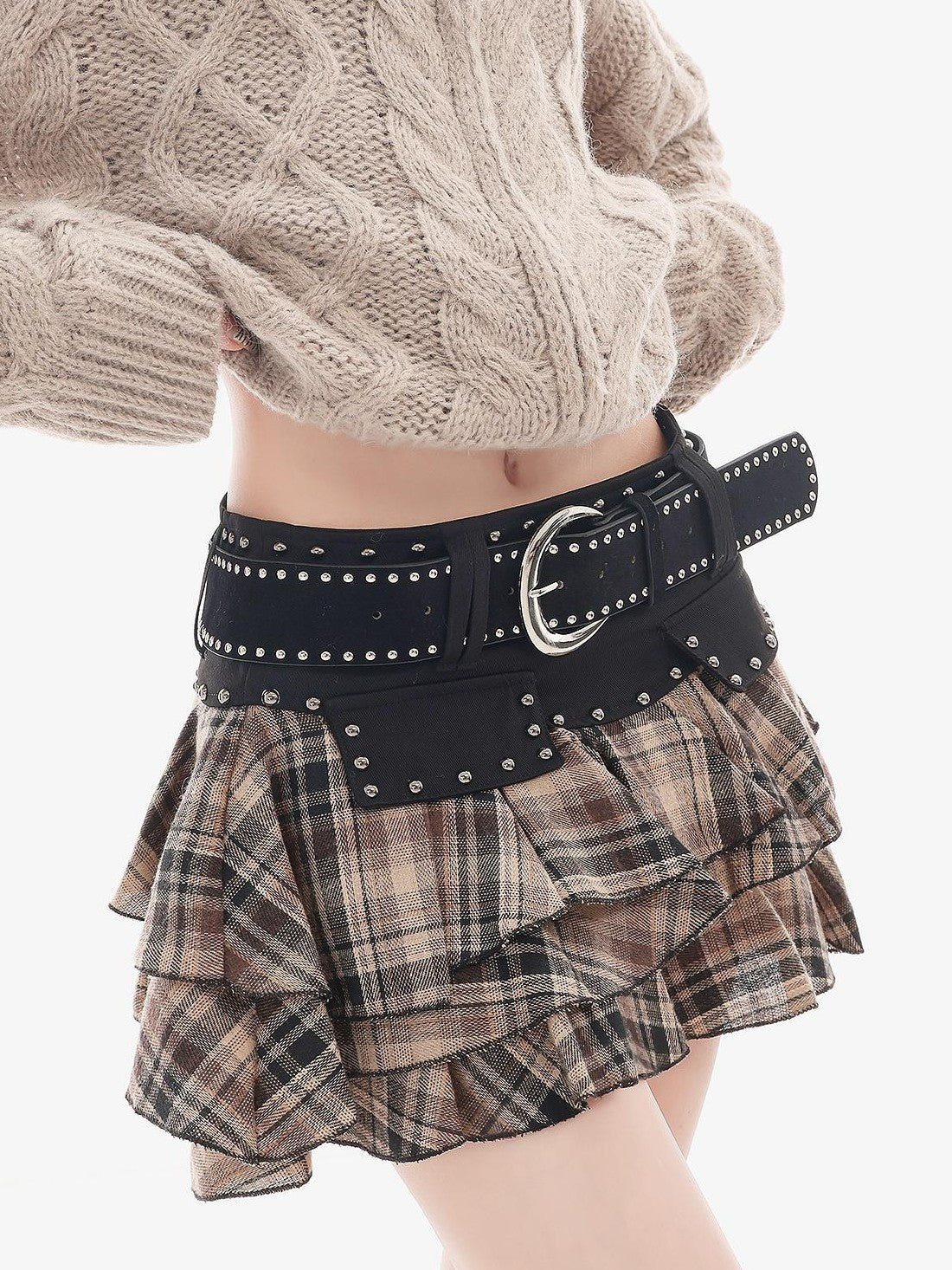 QIUQIU STUDIO Studded Spliced A Line Women&