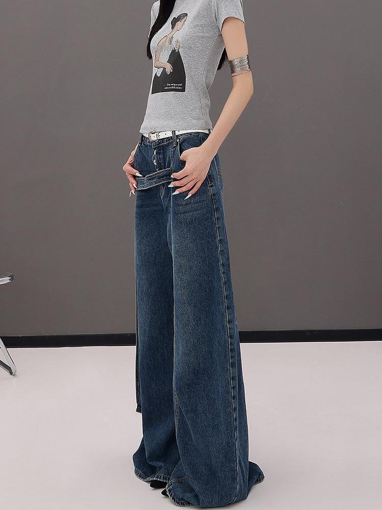 QIUQIU STUDIO Tall Elongated Curved Hem Tie Detail Waterwashed Women&