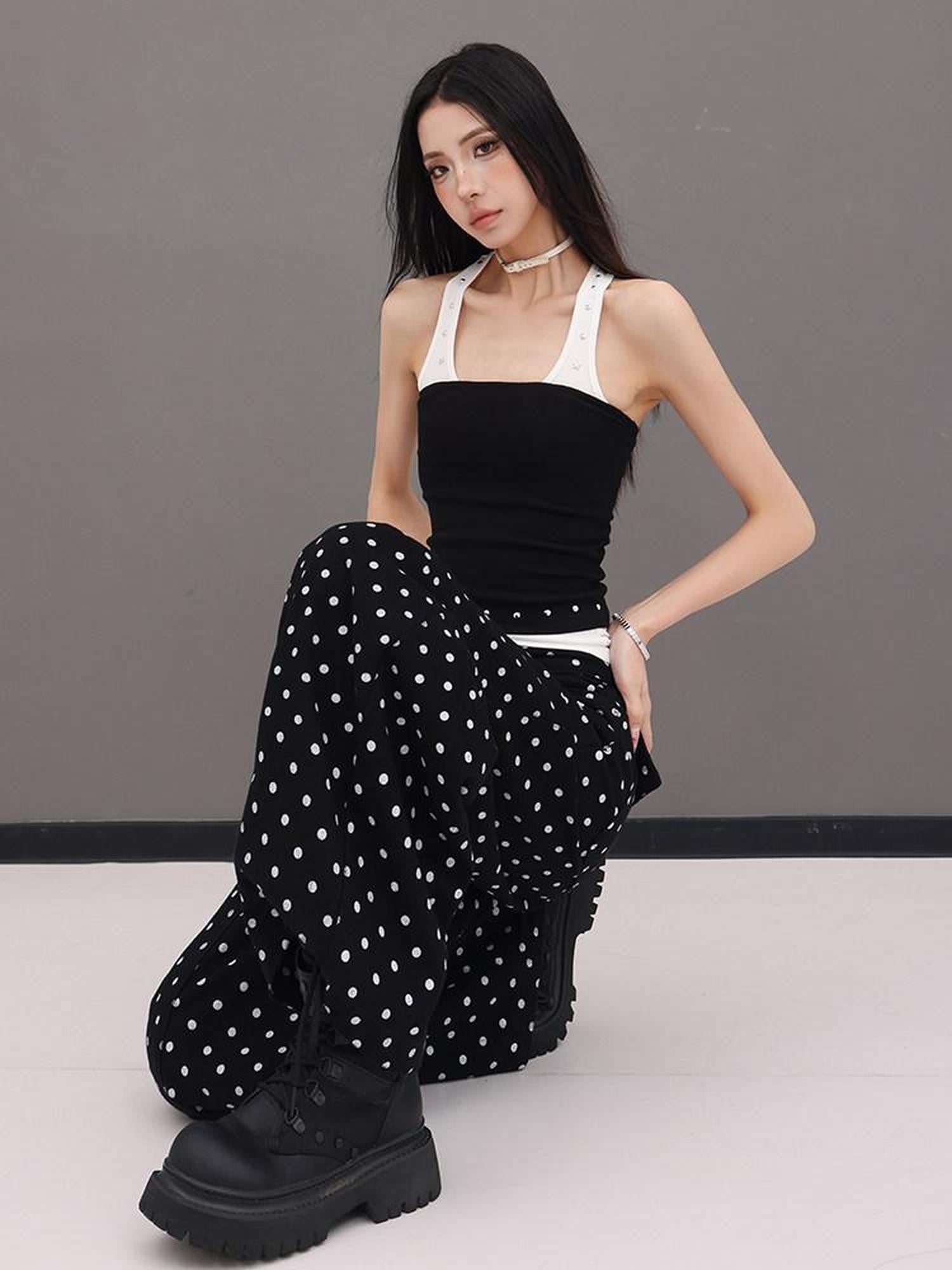 QIUQIU STUDIO Tall Elongated Drapey Polka Dot Women&