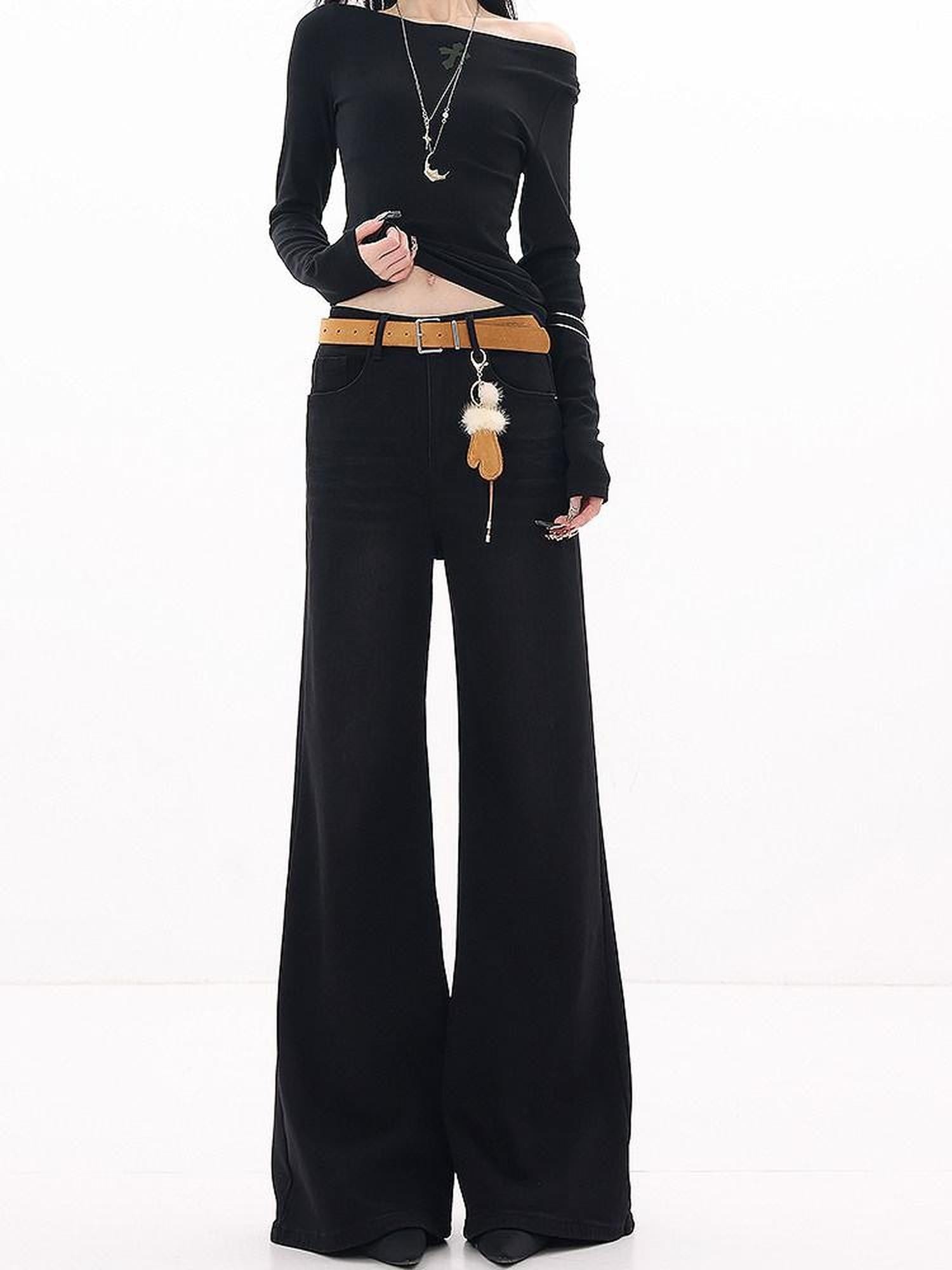 QIUQIU STUDIO Tall Extended Fleece Lined Wide Leg Pocket Women&