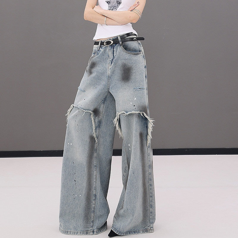 QIUQIU_STUDIO_Tall_Extra_Long_Patchwork_Ripped_Faux_Two_Piece_Women&