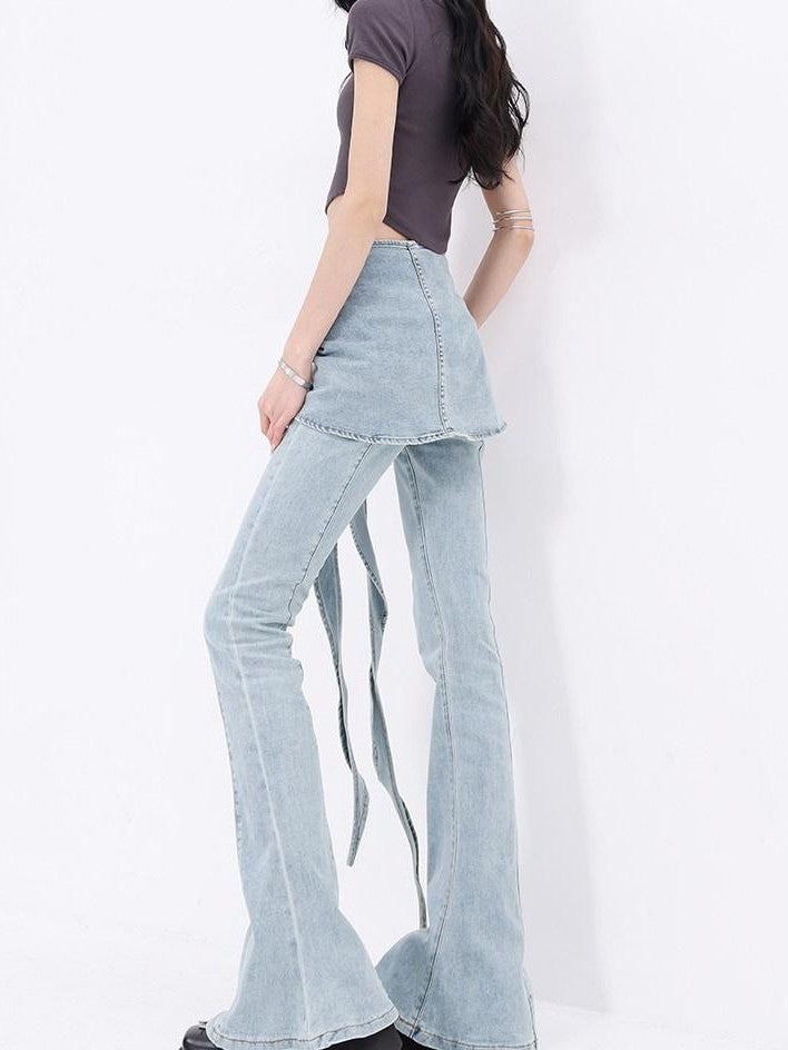 QIUQIU STUDIO Tall Faux Layered Micro Flare Women&