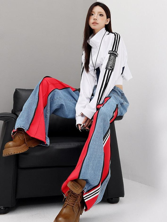 QIUQIU STUDIO Tall Patchwork Colorblock Zipper Women&