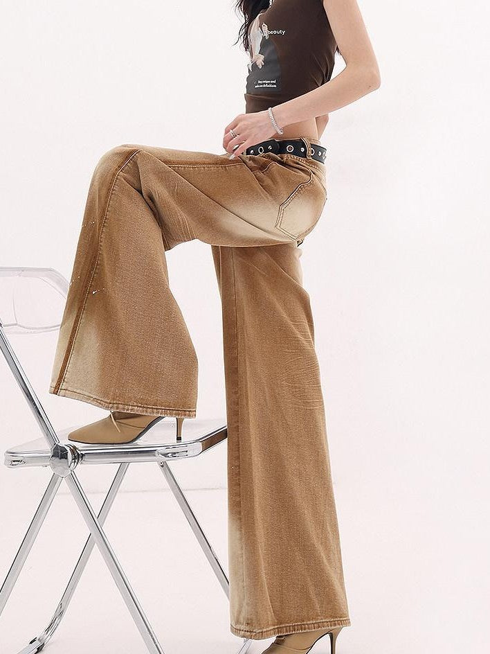 QIUQIU STUDIO Tall Washed Gradient Patchwork Natural Waist Women&