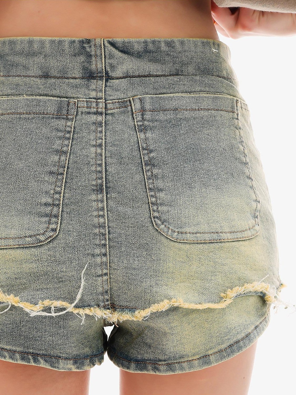 QIUQIU STUDIO Vintage Blue Asymmetrical Ripped Slim Skirted Hot Girl Women&