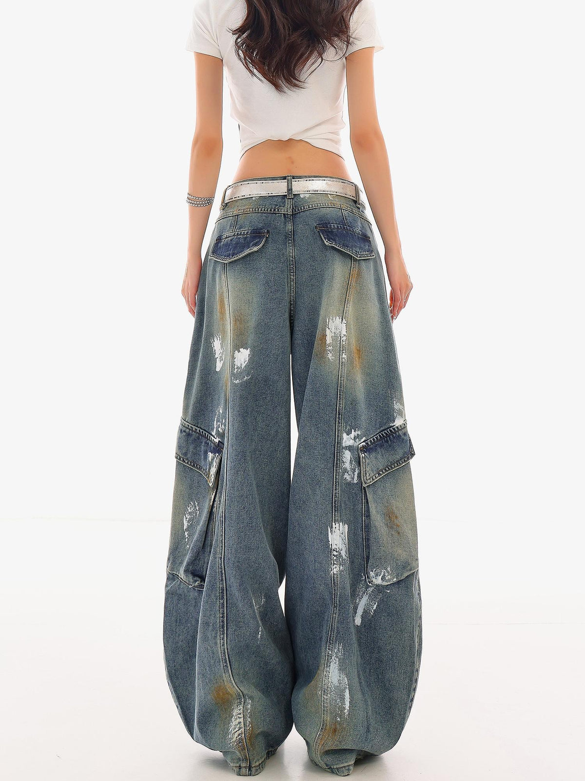 QIUQIU STUDIO Vintage Paint Splatter Big Pocket Women&