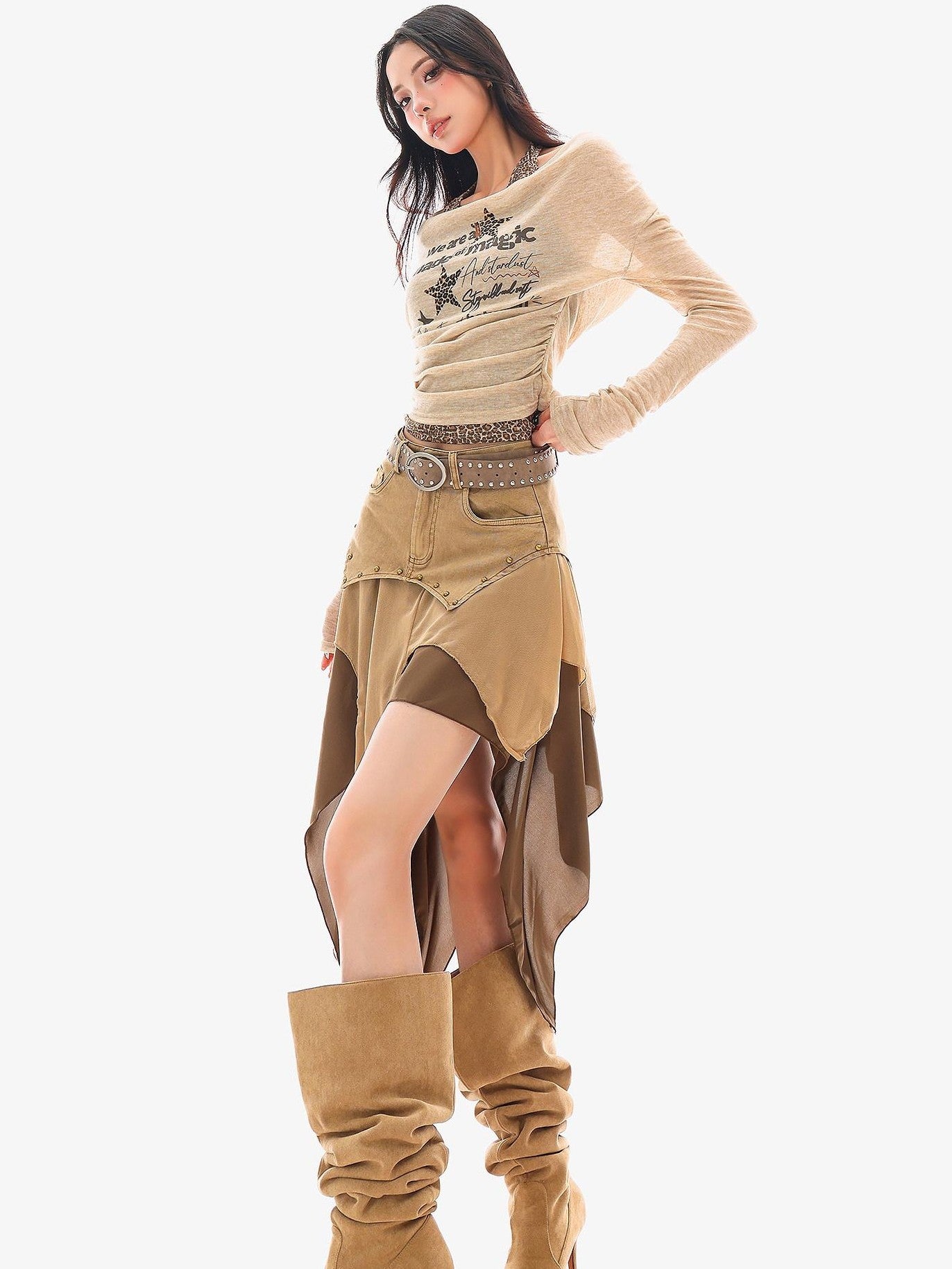 QIUQIU STUDIO Wasteland Patchwork Asymmetrical Women&