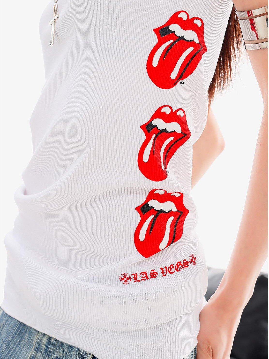 QIUQIU STUDIO White Red Lip Print Knitted Slim Fit Padded Women&