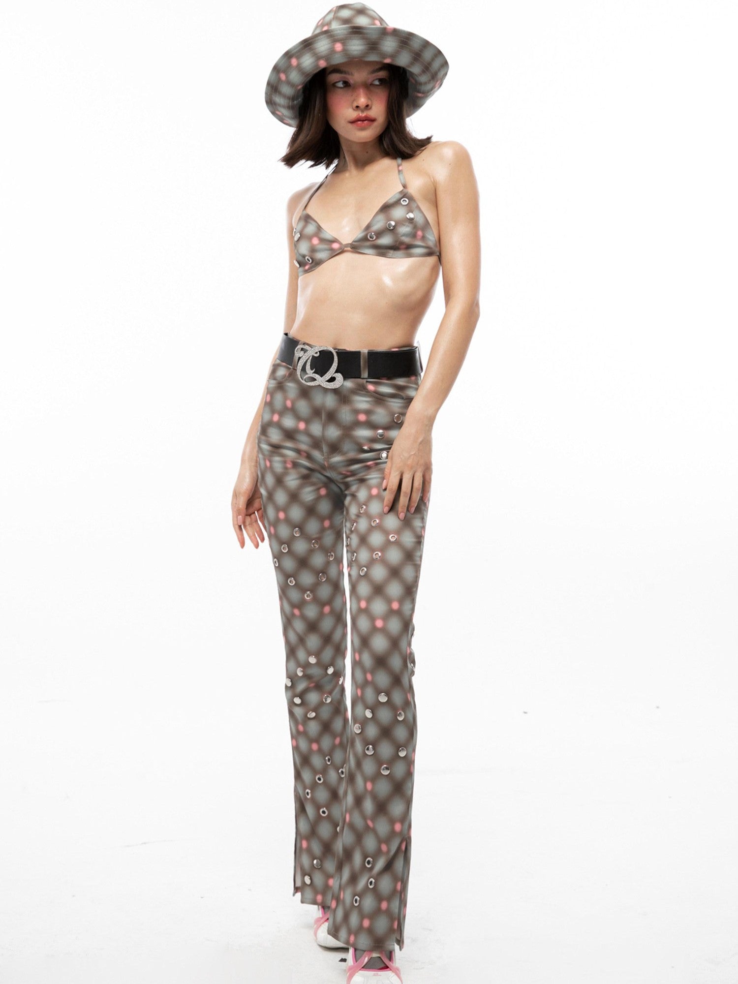 QUORRA S CHORD Allover Rhinestone Logo Original Wide Women&