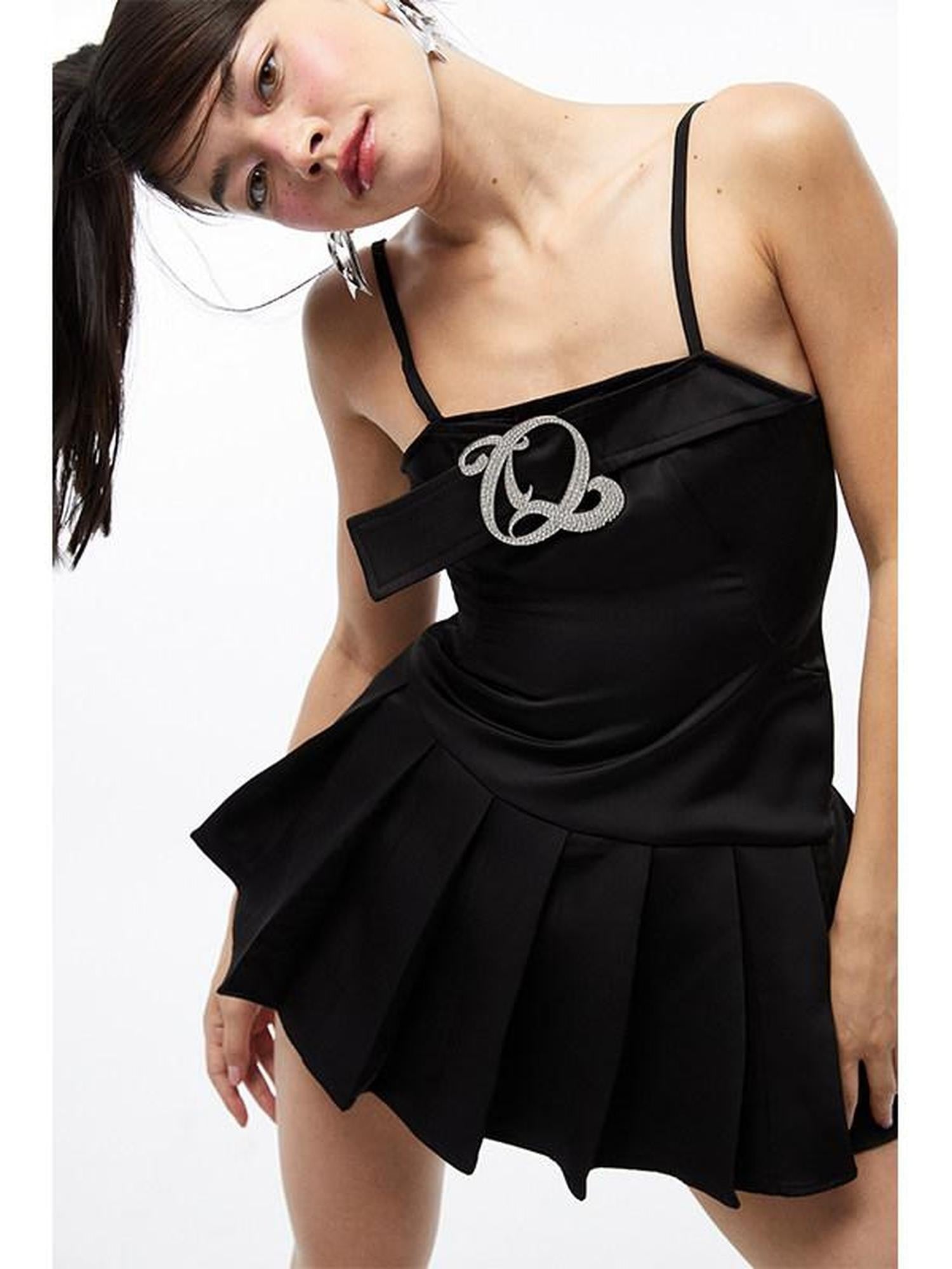 QUORRA S CHORD Belt Buckle Pleated Spaghetti Strap Women&