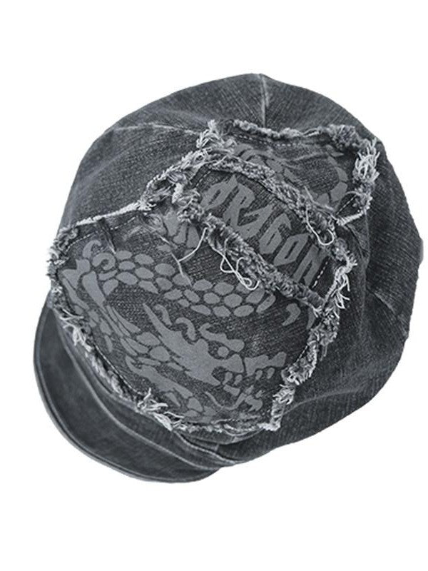 QUORRA S CHORD Black Dragon Patch Washed Punk Distressed Women&