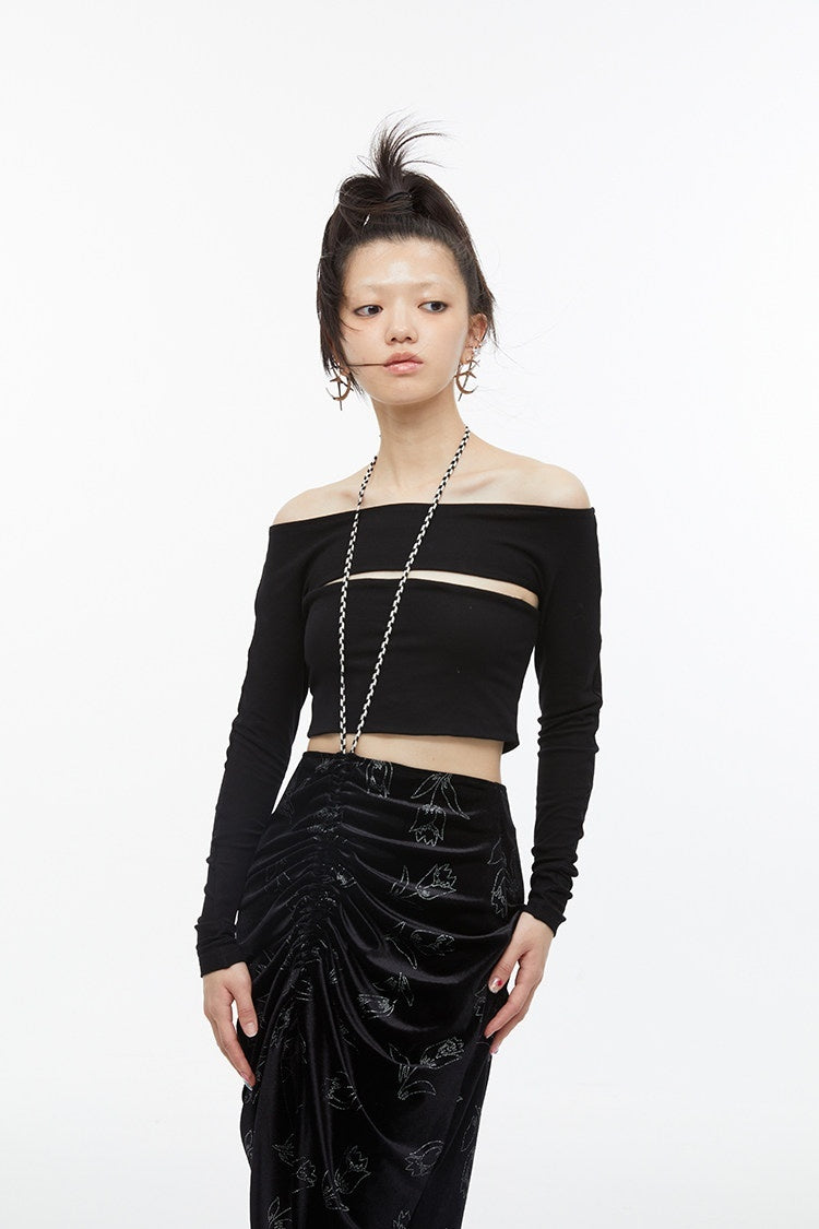 QUORRA_S_CHORD_Black_Faux_Two_Piece_Layered_Bardot_Women&