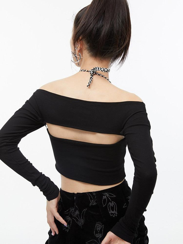 QUORRA S CHORD Black Faux Two Piece Layered Bardot Women&