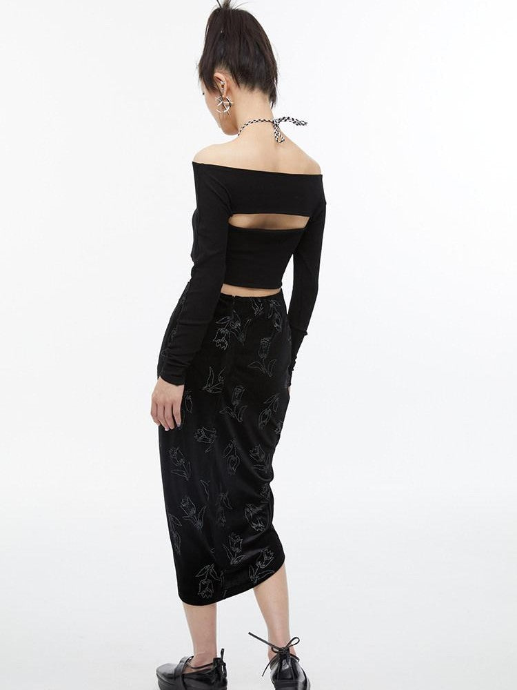 QUORRA S CHORD Black Faux Two Piece Layered Bardot Women&