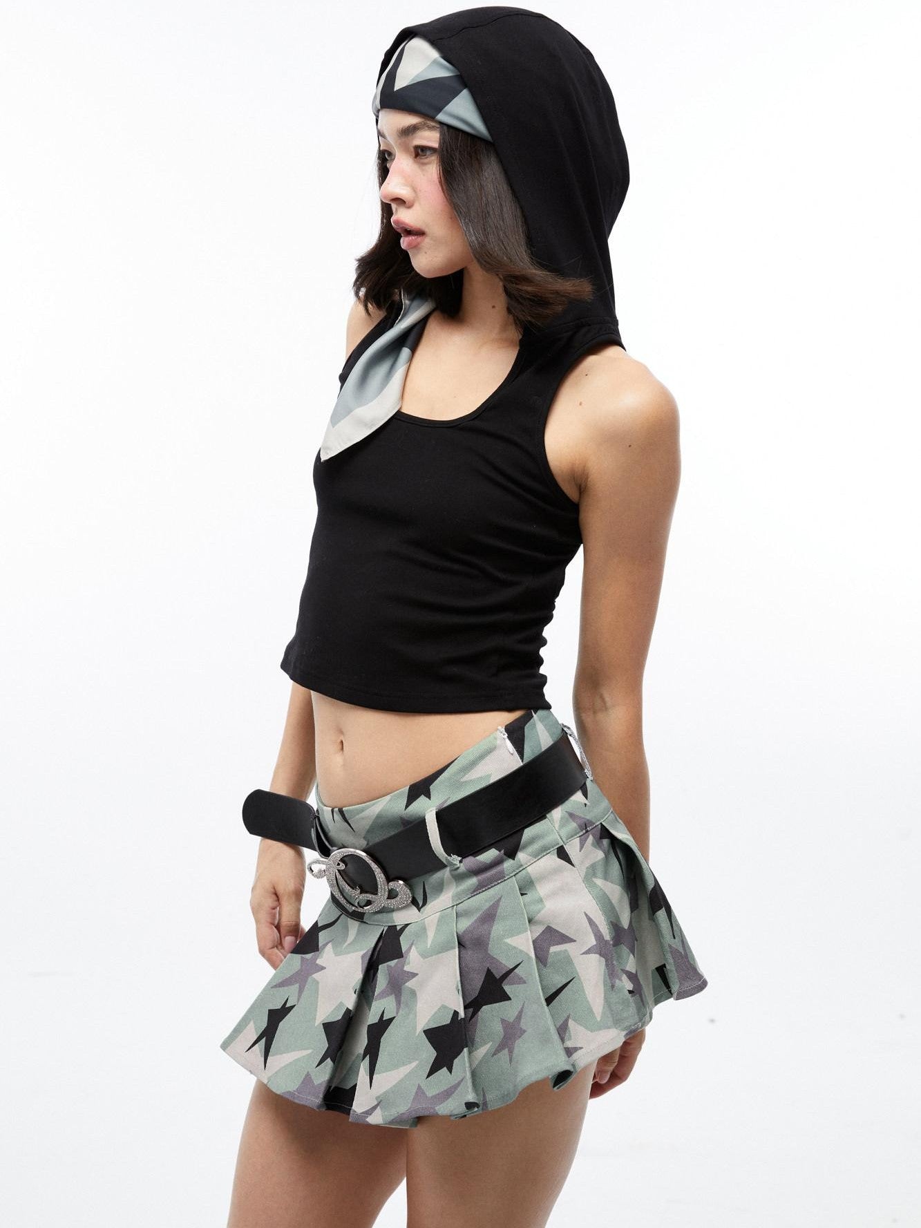 QUORRA S CHORD Black Hooded Back Cutout Deconstructed Women&