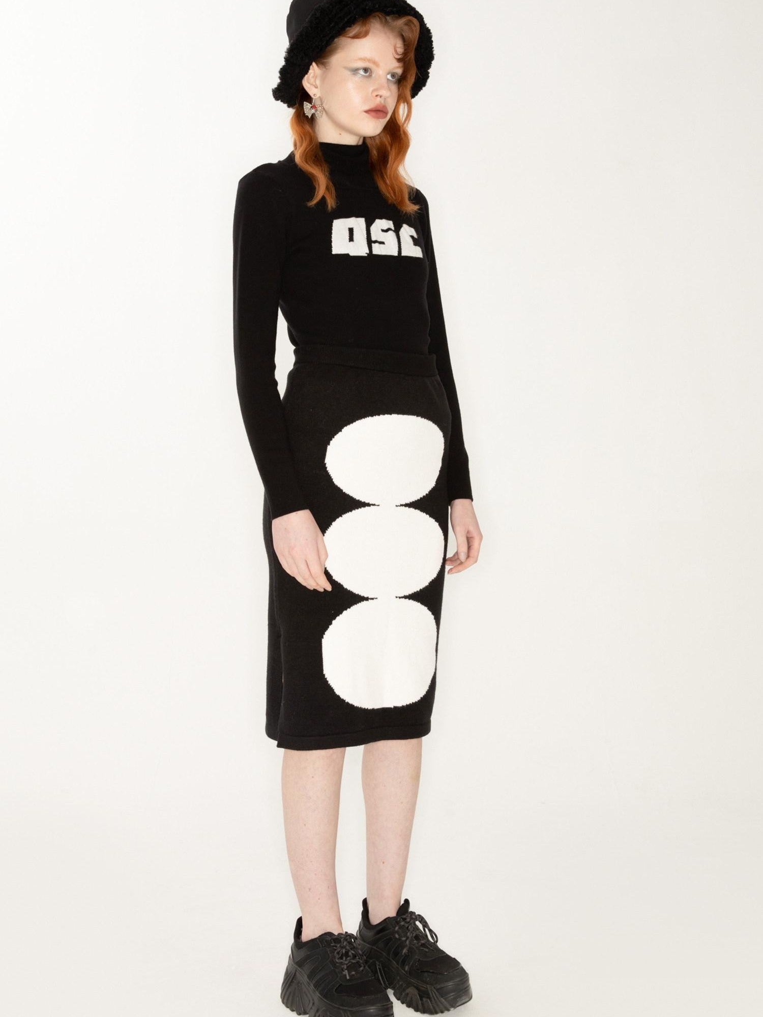 QUORRA S CHORD Black Logo Jacquard High Neck Women&