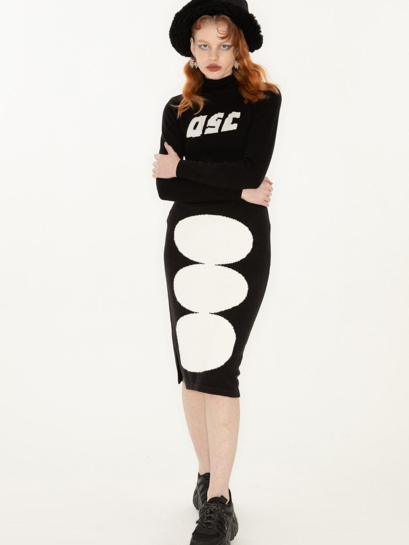 QUORRA S CHORD Black Logo Jacquard High Neck Women&
