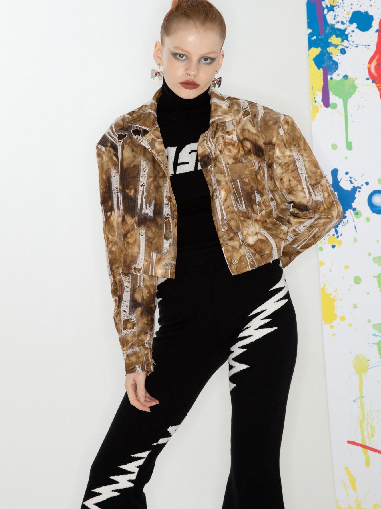 QUORRA S CHORD Black Logo Jacquard High Neck Women&