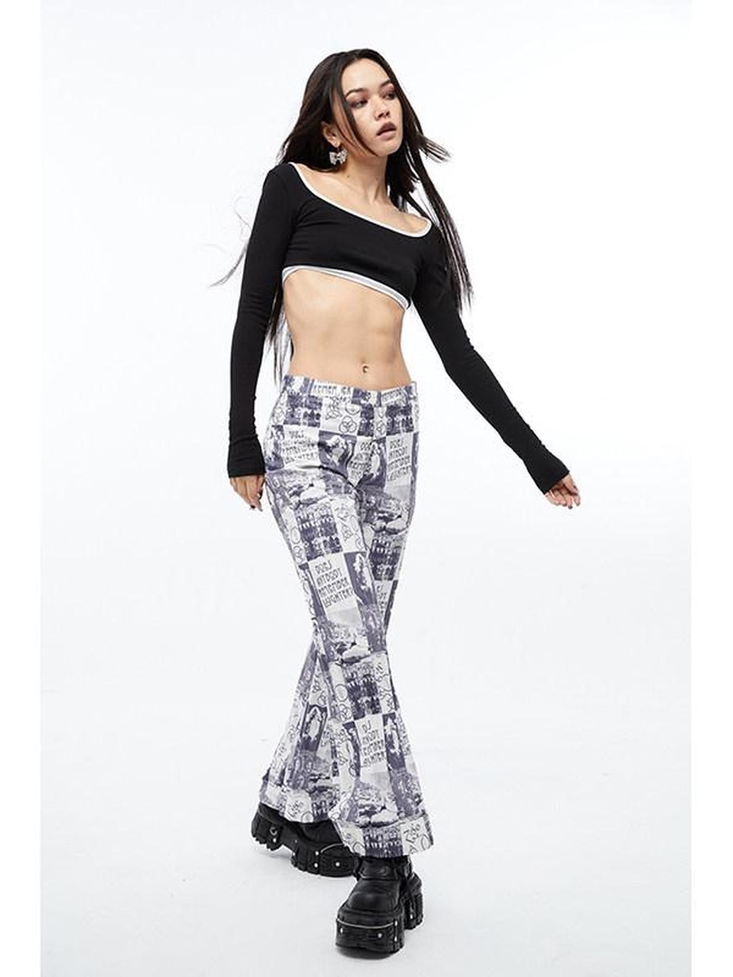 QUORRA S CHORD Black White Colorblock Cropped Women&