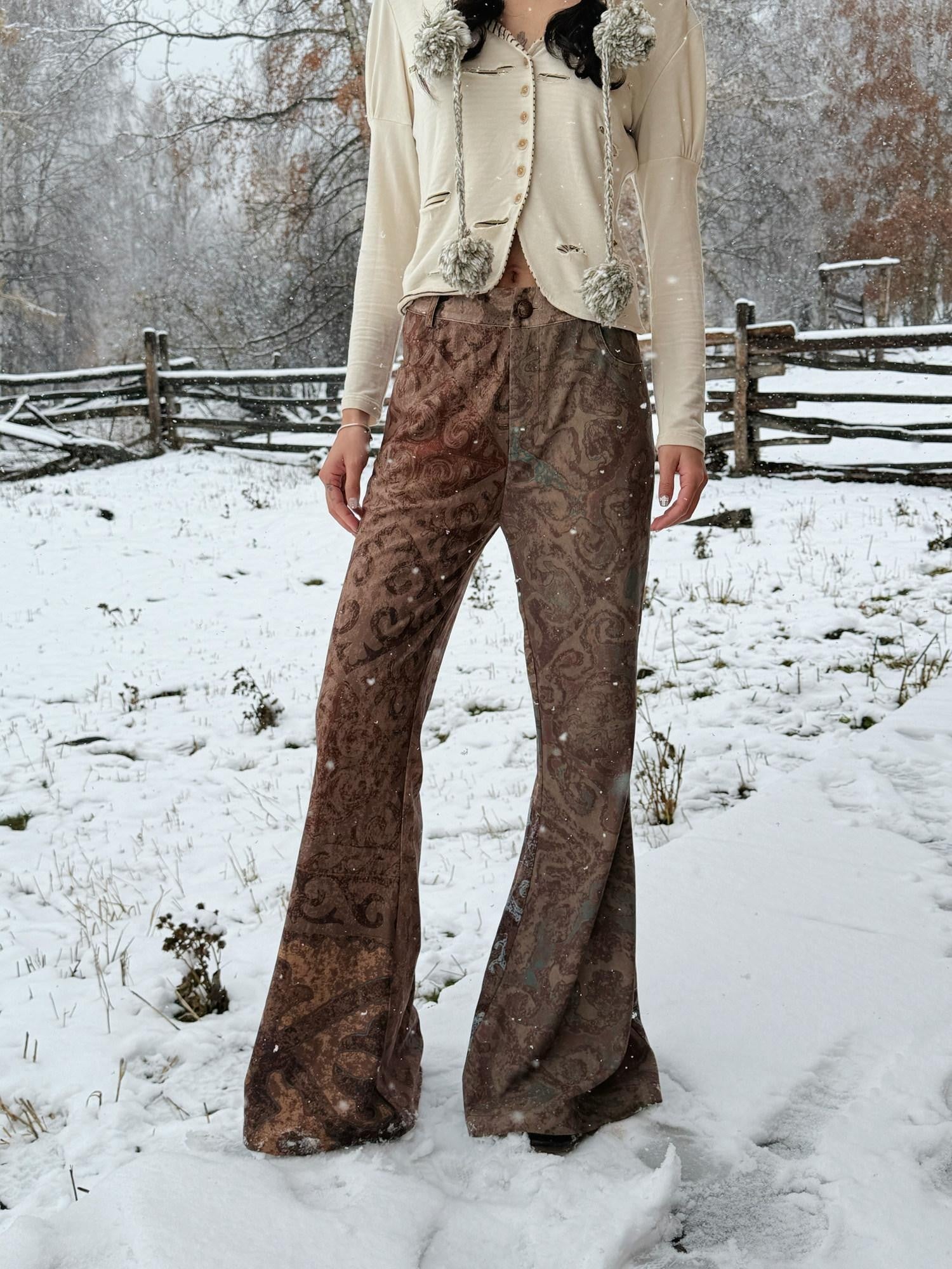 QUORRA S CHORD Blue Brown Red Colorblock Kazakh Pattern Women&