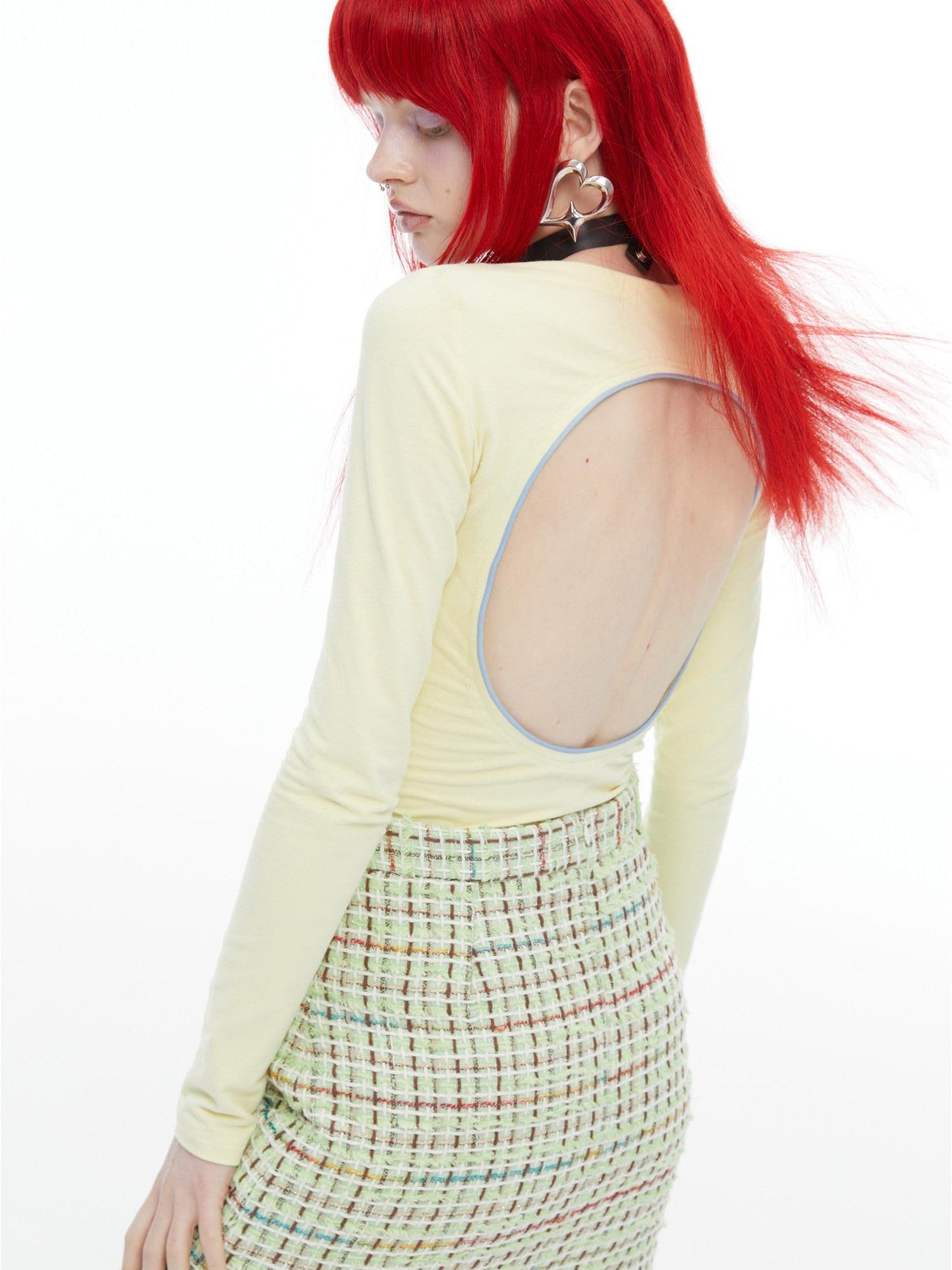 QUORRA S CHORD Cream Yellow Colorblock Bardot Backless Women&