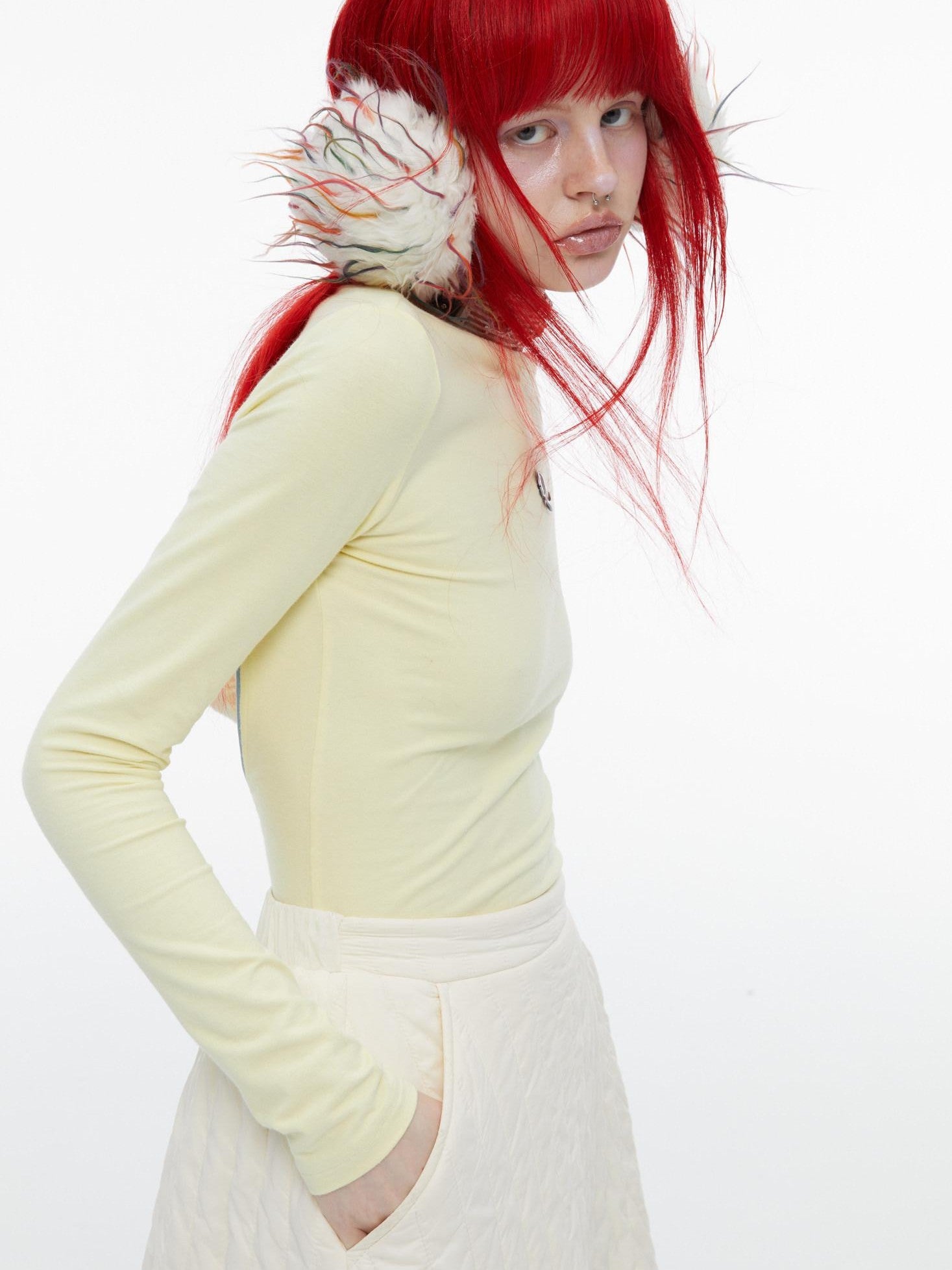 QUORRA S CHORD Cream Yellow Colorblock Bardot Backless Women&