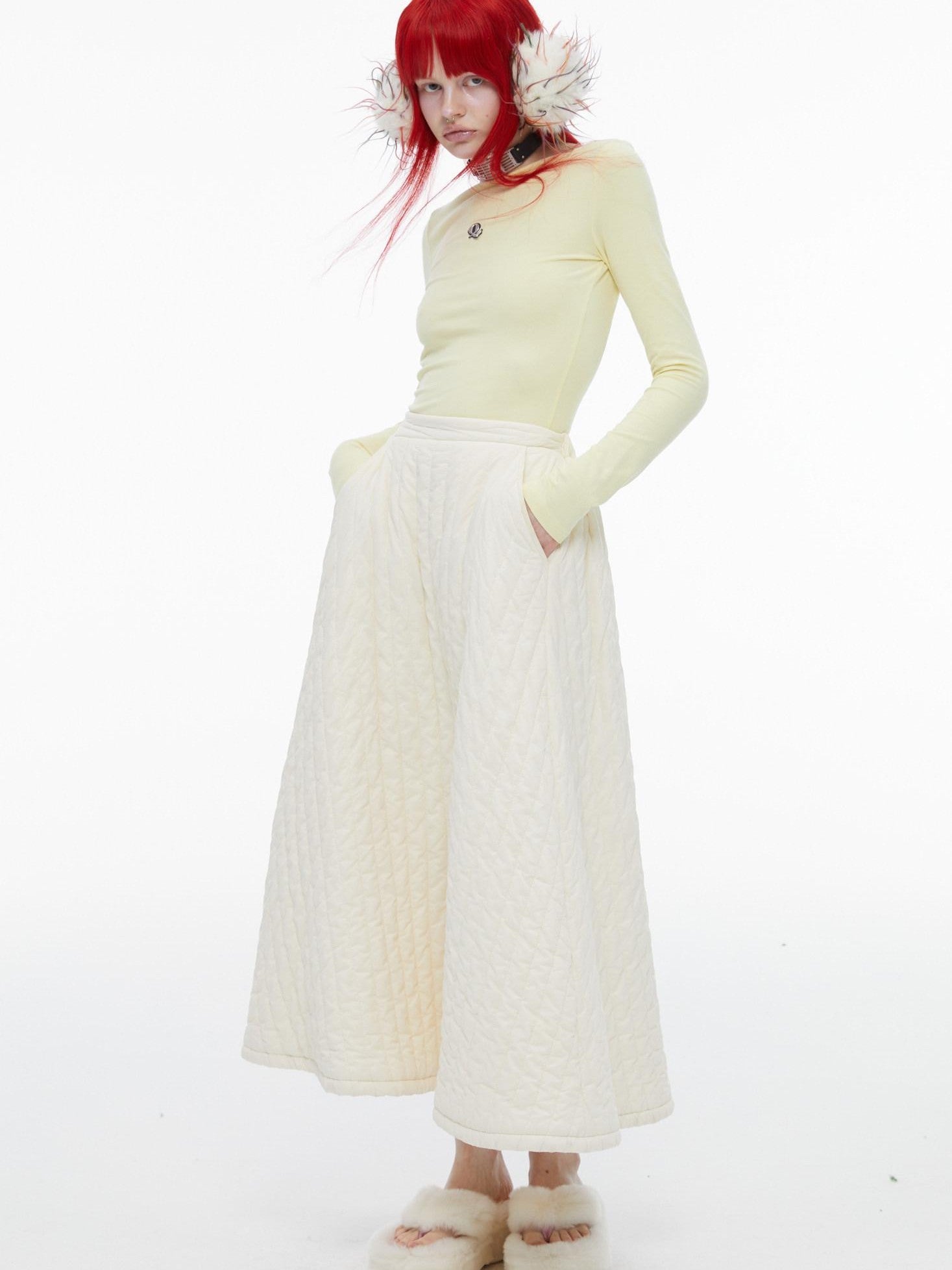 QUORRA S CHORD Cream Yellow Colorblock Bardot Backless Women&