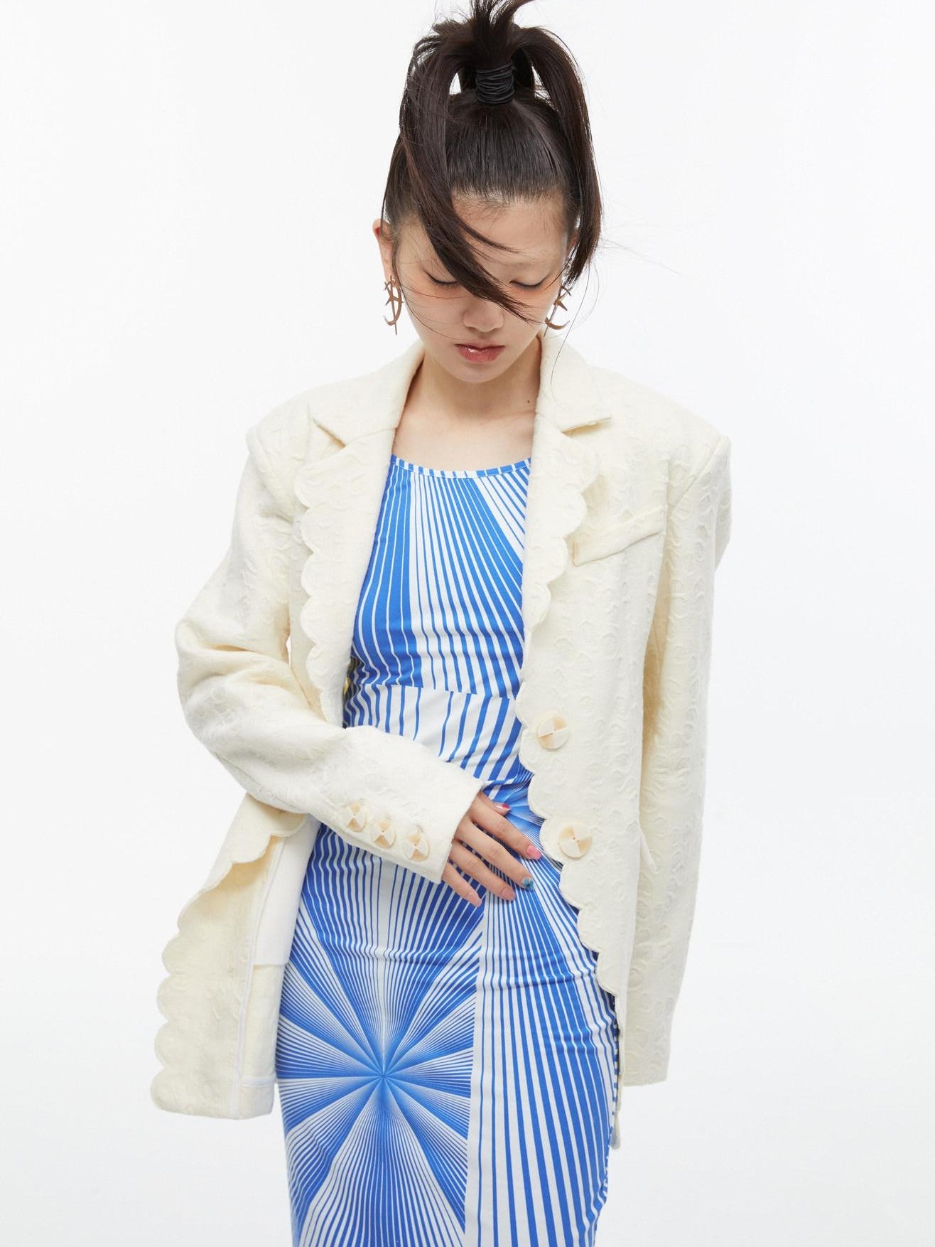 QUORRA S CHORD Creamy Cheese Texture Loose Relaxed Fit Women&