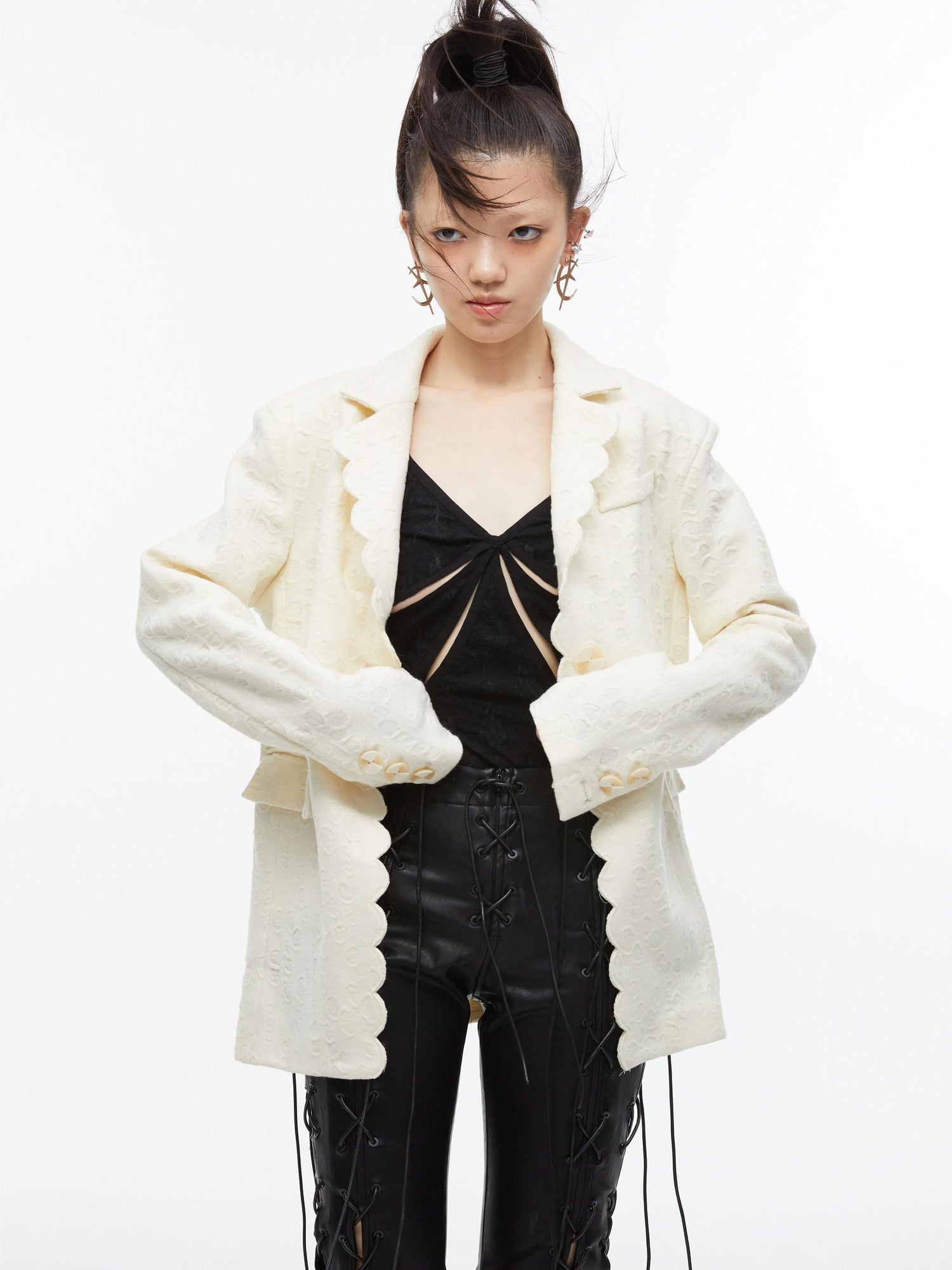 QUORRA S CHORD Creamy Cheese Texture Loose Relaxed Fit Women&