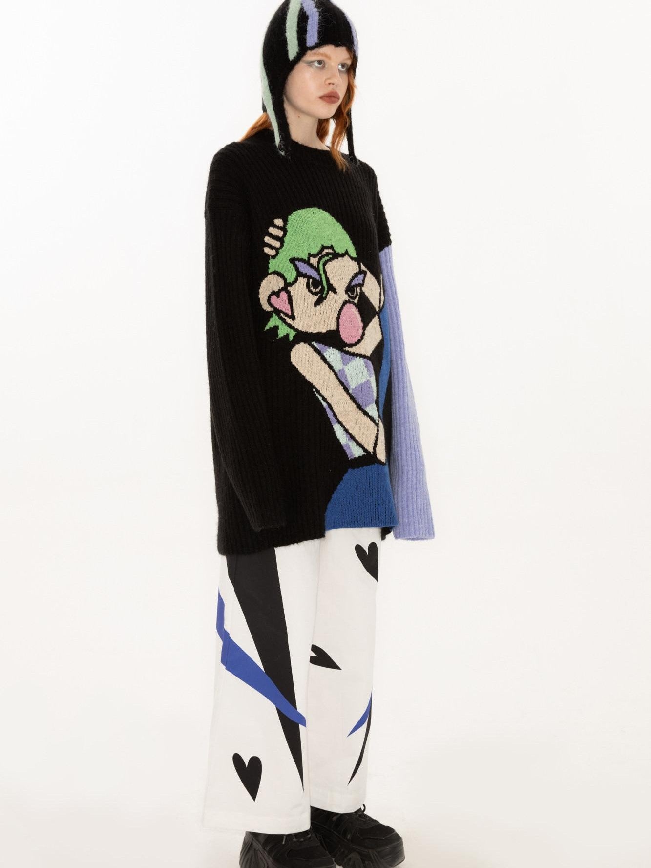 QUORRA S CHORD Cute Q Character Contrast Ribbed Women&