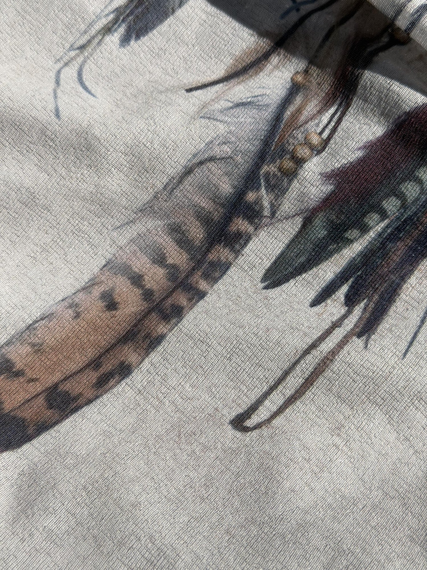 QUORRA S CHORD Distressed Vintage Feather Print Loose Drapey Women&
